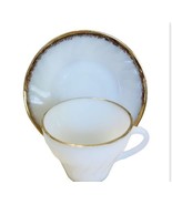 Fire King white Swirl Milk Coffee Tea Cup &amp; Saucer w/Gold Trim-see Detai... - £11.19 GBP