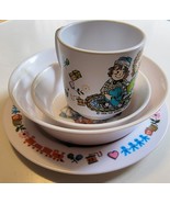 Vintage Raggedy Ann And Andy Dish Bowl Cup Set 4 Piece Oneida Plastic - $19.79