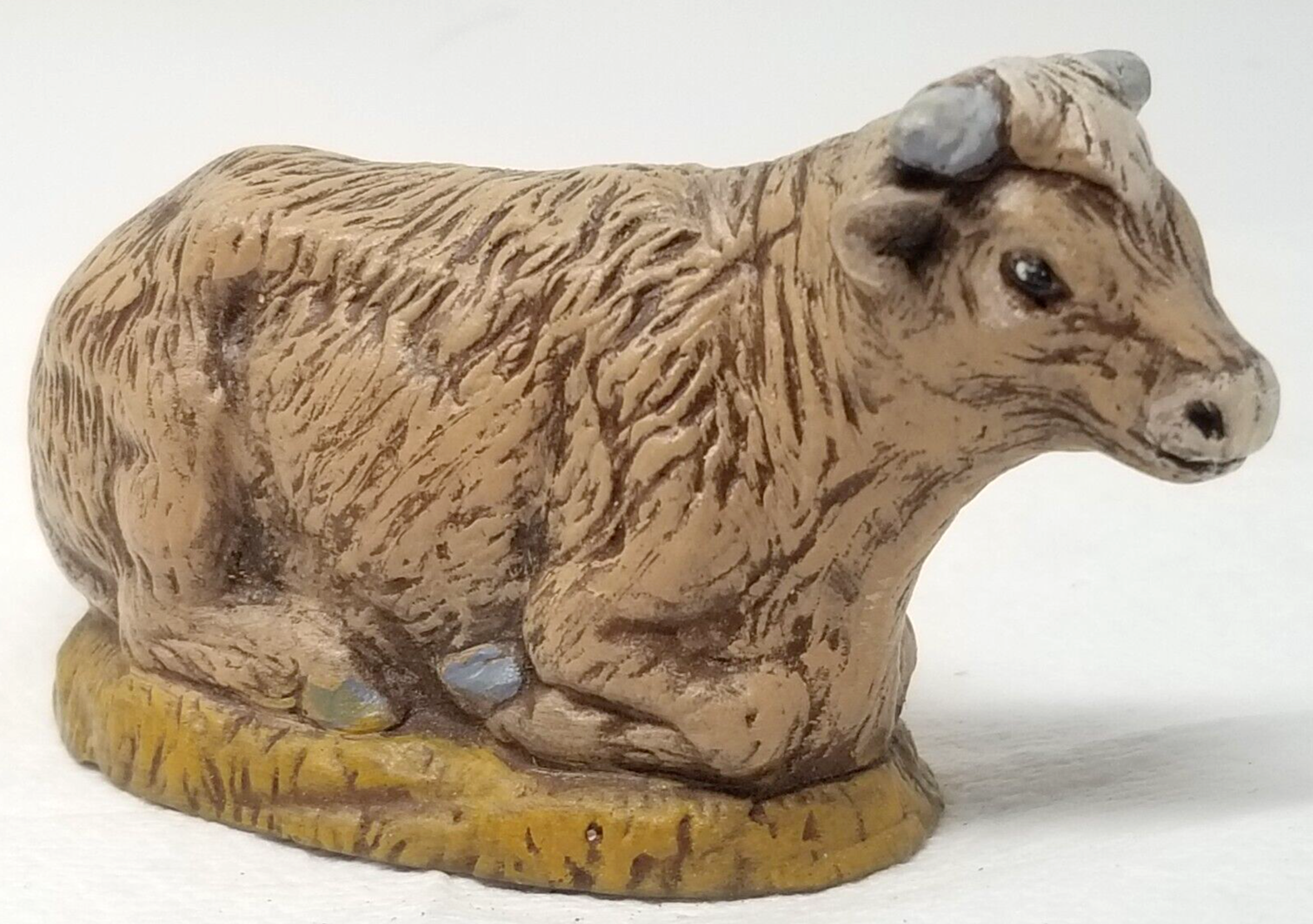 Primary image for Lying Cow Figurine Ceramic Gray Horns Brown Carol's Creations Vintage