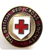 VTG British Red Cross Society Shield Gold Tone Enamel Lapel Pin Badge Ch... - $23.22 CAD