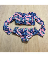 Floral Pink Blue Unbranded 2 Piece Swim Suit Long Sleeve XL - $18.39