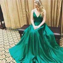 V-Neck Dark Green Charming Prom Dress Spaghetti Straps Women Evening Dress - £127.44 GBP