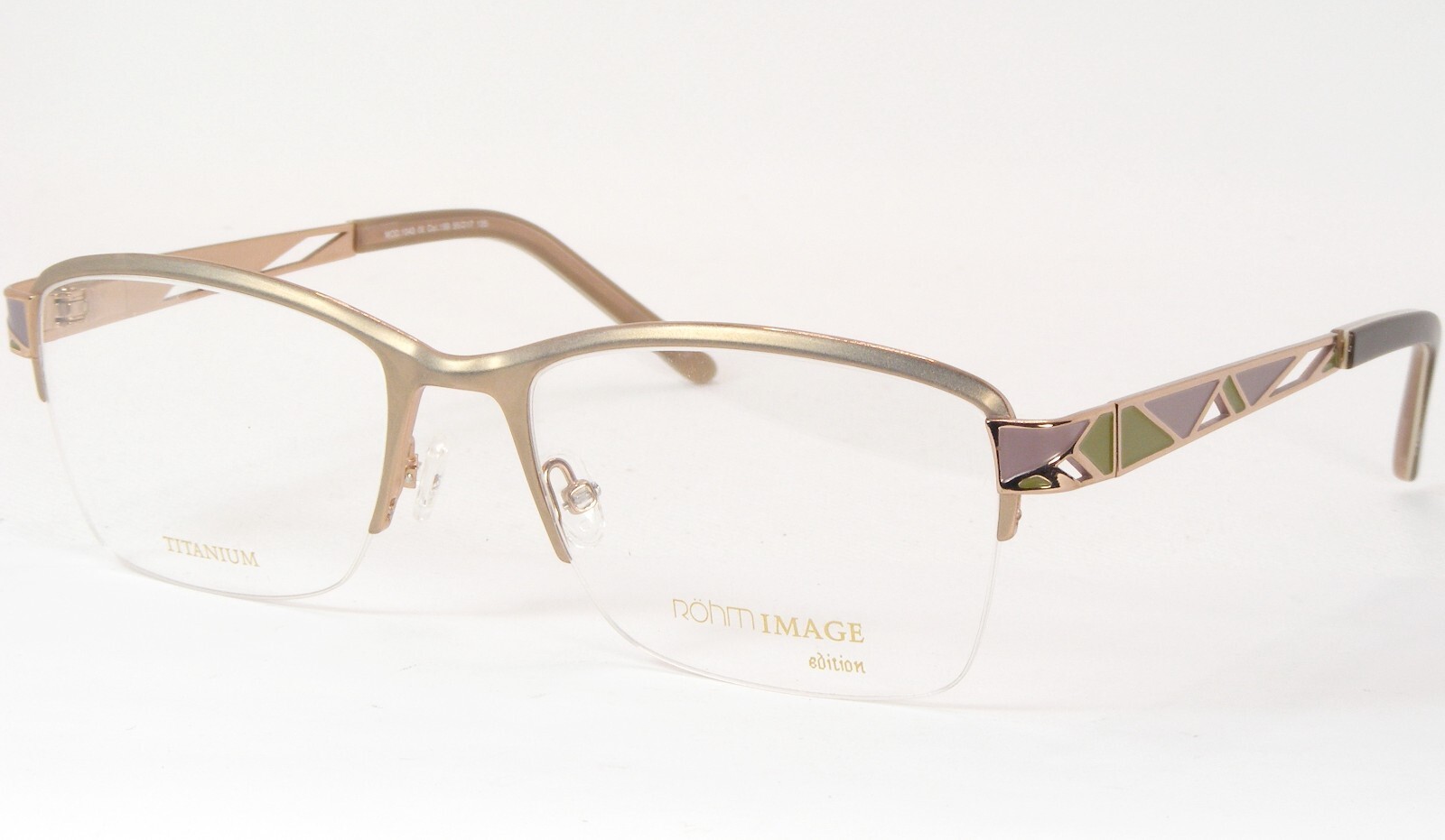 Röhm Bild 1043 156 Blass Gold / Traube/Olive Brille Titan Rohm 55-17-135mm - $86.02