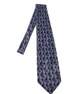 Christian Pelini Handmade All Silk Mens Tie Blue Gray Geometric Business... - £7.83 GBP