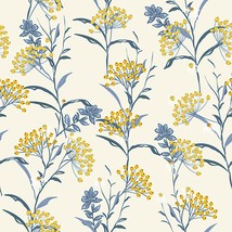 Kamtaivoy Jt5029 Vinyl Vintage Peel And Stick Wallpaper Floral Gold/Blue - £35.58 GBP