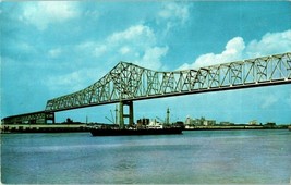 Postcard New Mississippi River Bridge New Orleans Louisiana w Ship - £6.18 GBP