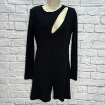 Naked Wardrobe Black Shorts Romper Bodysuit Long Sleeve Size XL Cutout  - £36.98 GBP