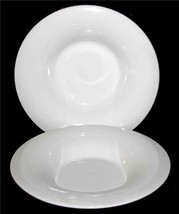 2 VTG Syracuse White 5&quot; Center Thick Heavy 10-3/4&quot; Wide Rim Pasta Bowls ... - $21.99