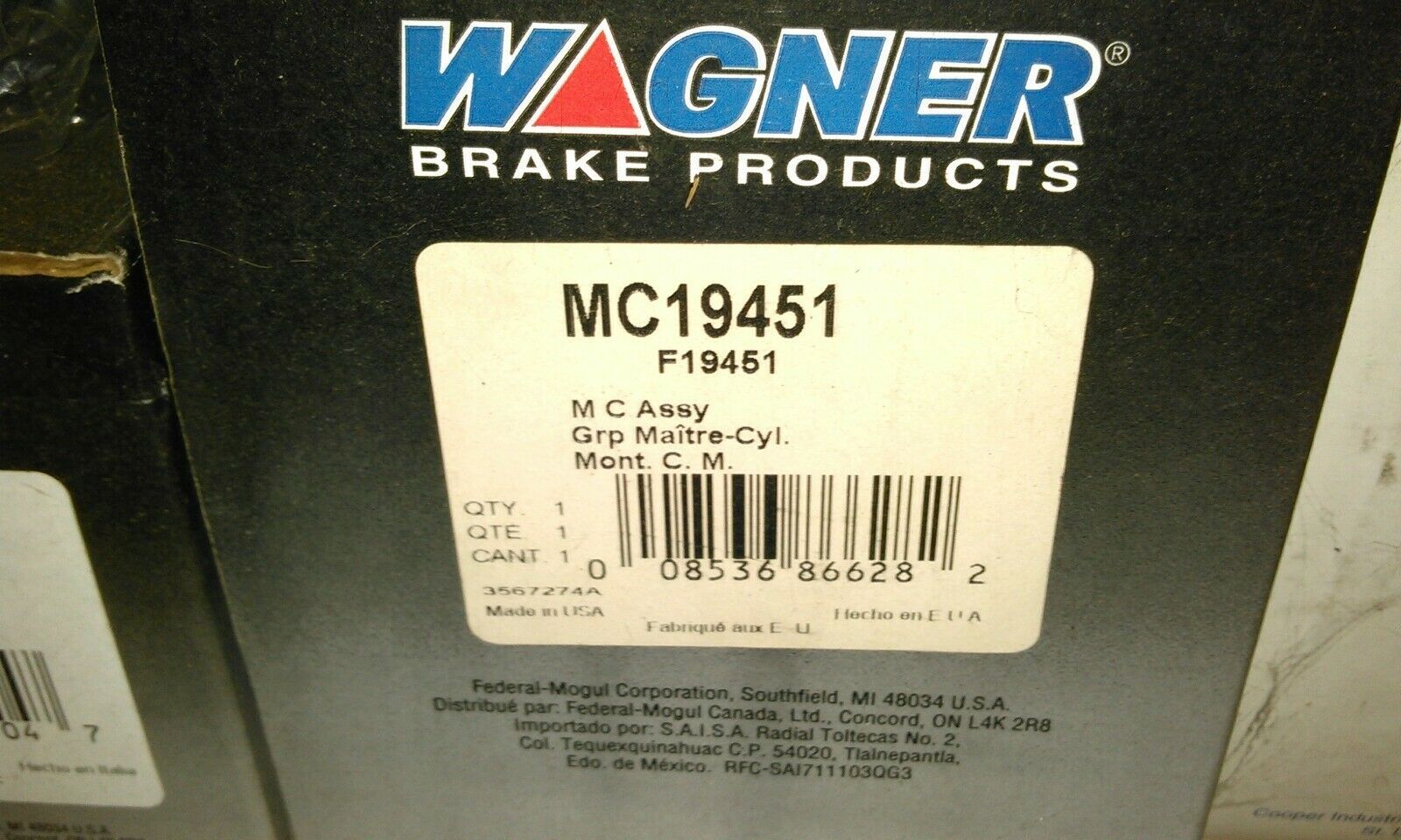 Primary image for WAGNER MC19451 BRAKE MASTER CYLINDER