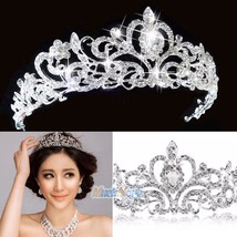 Princess Austrian Bridal Crystal Wedding Hair Tiara Crown Prom Veil Headband US - £17.57 GBP