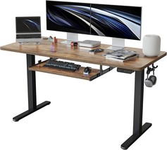 Fezibo 55-Inch Large Height Adjustable Electric Standing Desk With Keyboard - £164.65 GBP