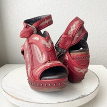 Lane Boots LEXINGTON Womens Red Wedges 8 Western Sandals Cowgirl Wooden ... - $148.50