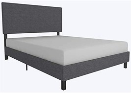 Full-Size Dhp Janford Upholstered Platform Bed With Modern Vertical, Gray Linen. - $176.99