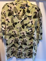Puritan men’s xl Green Hawaiian Floral Short Sleeve Button down Rayon shirt - £11.47 GBP