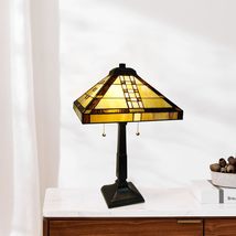 FINE ART LIGHTING Tiffany Style Handmade Mission Stained Glass Table Lamp - £137.99 GBP