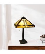 FINE ART LIGHTING Tiffany Style Handmade Mission Stained Glass Table Lamp - £137.68 GBP