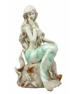 Ebros Ocean Turquoise Mermaid Sitting On Starfish Coral Bed Rock Figurin... - £51.00 GBP