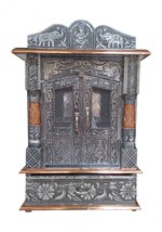 Aluminium &amp; Copper Carving Oxidized Handcrafted Mandir (Size: 20&quot; x 6&quot;x 10&quot; ) - £114.73 GBP