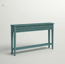 Long Storage Console Table Beachcrest Entryway Furniture Desk Space Teal - £218.37 GBP