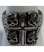Jewelry Ring New Stainless Steel Skull 15 mm Biker Silver Tone Never Rus... - £13.43 GBP