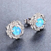 Blue Opal &amp; Silver-Plated Botany Stud Earrings - £11.93 GBP