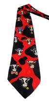 Fashionista Cow Heads Heifers Groovy Cows Men&#39;s Necktie 100% silk Made i... - £12.43 GBP