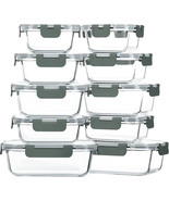 10-Pack Glass Food Storage Container with Lids, Airtight Lunch Bento Box... - $42.92