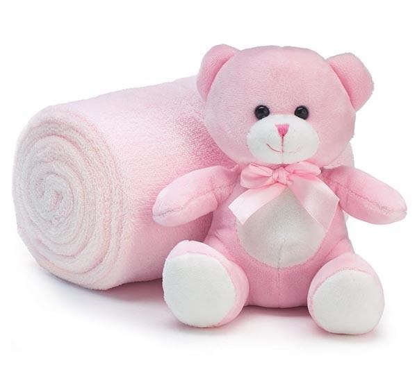 Plush Pink Bear Stuffed Animal with Blanket - $15.95