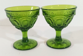 Set Of 2 L.E Smith Moon And Stars Green Wine Champagne Tall Sherbert Glasses - £21.11 GBP