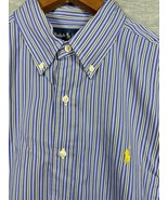 Ralph Lauren Mens Dress Shirt Blue Stripe Classic Fit Pony Logo L Spring - $291.49 MXN