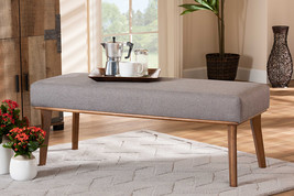 Adelie Gray Fabric Upholstered and Walnut Brown Dining Bench - $225.00