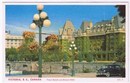 Postcard Flower Baskets &amp; Empress Hotel Victoria British Columbia BC - £3.10 GBP