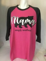 Simply Southern NWT Pink and Dark Gray and Black Mama Bear Raglan Sleeve... - $20.56