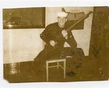 Sailor and Gun Black &amp; White Photo Great Lakes Naval Station 1970 - £7.82 GBP