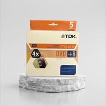 TDK RW Blank DVD+R 4x speed 4.7 GB 5 Pack with Cases - New Sealed - £7.07 GBP