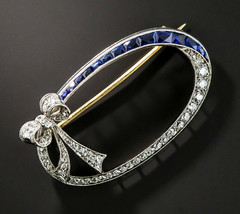 Victorian 1.02ct Rose Cut Diamond Blue Sapphire Tie Knot Christmas Brida... - £408.85 GBP