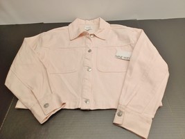 NWT Nine West Jean Jacket Womens M Light Pink Button Up Pockets Trucker Cotton - £19.31 GBP