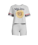 No Boundaries JRS Wild Heart Graphic T-Shirt and Shorts Set size XL (15/... - $212.73 MXN