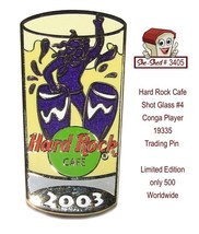 Hard Rock Cafe 2003 Shot Glass Purple Conga 19335 Trading Pin - £11.73 GBP