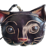 Black Cat Leather Wristlet Wallet Change Coin Purse Zip Closure Charm Ki... - $23.00 CAD