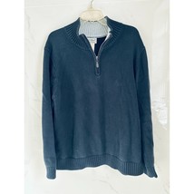 L.L. Bean Cotton 1/4 Zip Blue Sweater Pullover Sweater Size Large - $19.79