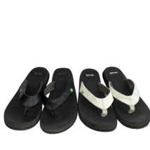 Sanuk Yoga Mat Daily Flip Flop Sandals White Black Comfort Women&#39;s Size 9 Lot 2 - £21.27 GBP