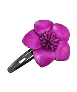 Cute and Colorful Purple Tropical Flower Leather Hair Clip - £7.56 GBP