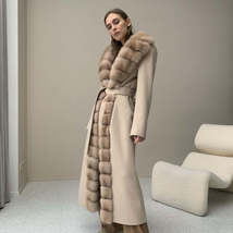 Luxurious Women&#39;s Fur Coat Genuine Fox Fur with Cashmere 100% Wool - £352.80 GBP