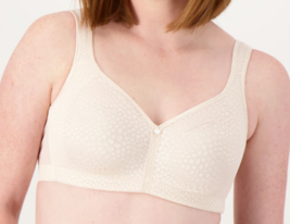 Breezies Wirefree Diamond Shimmer Unlined Support Bra- CHAMPAGNE, 44C - £19.22 GBP