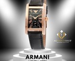 Armani AR0169 Goldgehäuse, schwarzes Zifferblatt, Lederarmband, rechteck... - $129.89