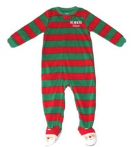 Boy Carters Fleece Footed Pajama Size 4T Blanket Sleeper Santa Feet Always Nice - £11.81 GBP
