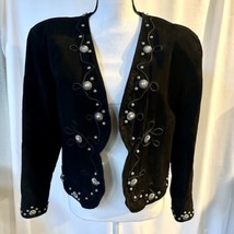 Tony Lama Black Concho Western Southwestern Jacket Women Large Scalloped Vintage - £79.71 GBP