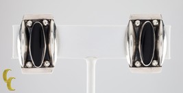 Argent Sterling Onyx Vintage à Vis Boucles D&#39;Oreilles - $209.87
