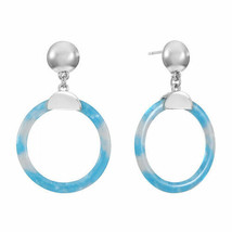 Liz Claiborne Women's Blue Drop Earrings Silver Tone NEW - $16.01